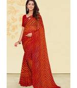 Maroon Leheriya Chiffon Printed Saree