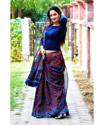 Meghna  Ajrakh on chanderi silk 1