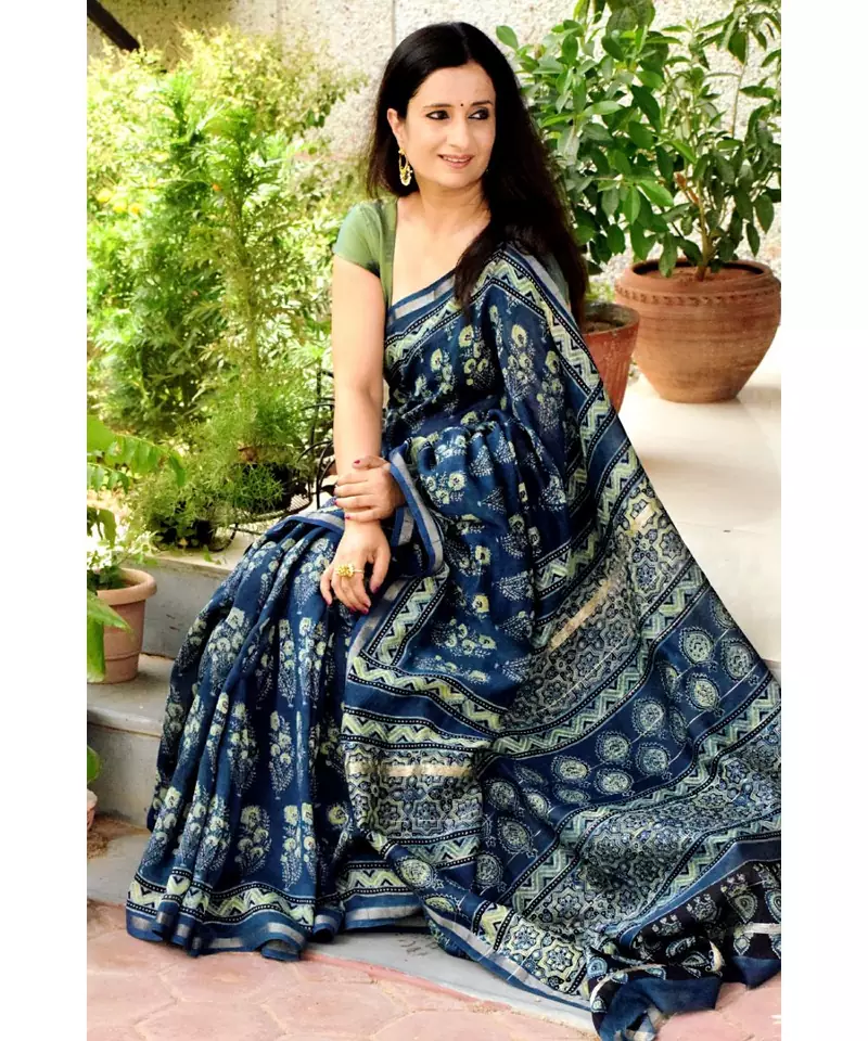 Meghna  Ajrakh on chanderi silk