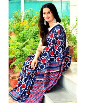 Jharokha  Ajrakh on chanderi silk 2