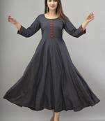 NavyBlue Gold Printed Rayon Anarkali Kurti