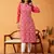 Women'S Hand Embroidered Carrot Pink Georgette Lucknow Chikankari Women Kurta With Slip