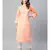 Ada Hand Embroidered Peach Cotton Lucknowi Chikan Women Kurta - A236287
