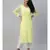 Hand Embroidered Lime Green Kota Lucknow Chikankari Women Kurta With Slip