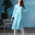Hand Embroidered Blue Cotton Lucknow Chikan Women Kurta