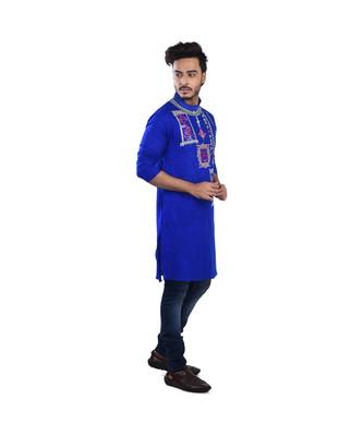 blue EMBROIDERY WORK COTTON TRENDY  KURTA 2