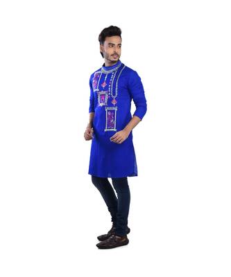 blue EMBROIDERY WORK COTTON TRENDY  KURTA 3