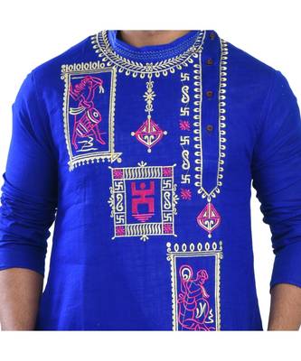 blue EMBROIDERY WORK COTTON TRENDY  KURTA 4