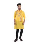yellow EMBROIDERY WORK COTTON TRENDY  KURTA