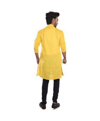yellow EMBROIDERY WORK COTTON TRENDY  KURTA 2