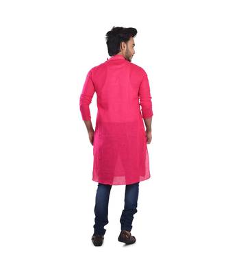 pink  EMBROIDERY WORK COTTON TRENDY  KURTA 2