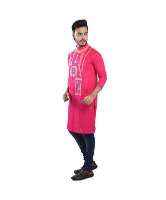 pink  EMBROIDERY WORK COTTON TRENDY  KURTA 3
