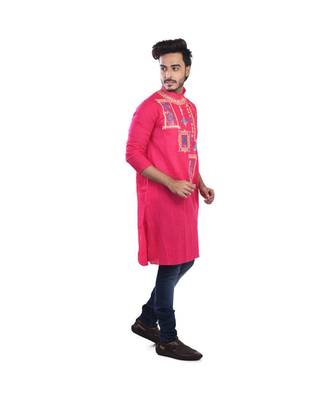 pink  EMBROIDERY WORK COTTON TRENDY  KURTA 4