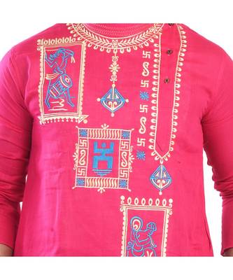 pink  EMBROIDERY WORK COTTON TRENDY  KURTA 5