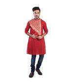 red EMBROIDERY WORK COTTON TRENDY  KURTA