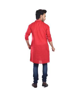 red  EMBROIDERY WORK COTTON TRENDY  KURTA 2