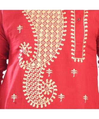red  EMBROIDERY WORK COTTON TRENDY  KURTA 5