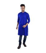 Blue Plain Cotton Comfortable Sleek Kurta