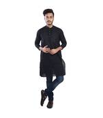 Black Plain Cotton Comfortable Sleek Kurta
