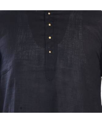 Black Plain Cotton Comfortable Sleek Kurta 5