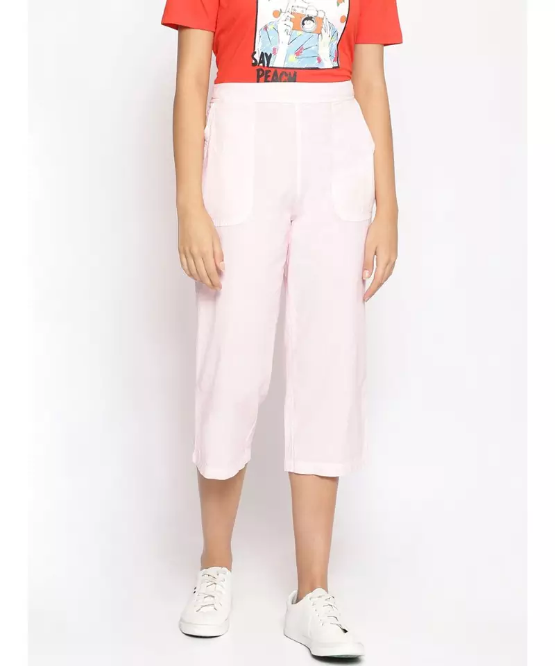 Cotton Washed Culottes in Baby Pink