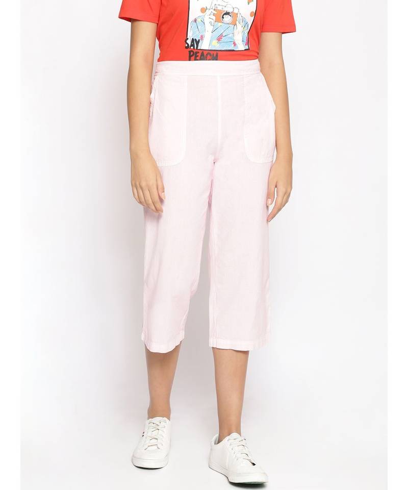 Cotton Washed Culottes in Baby Pink