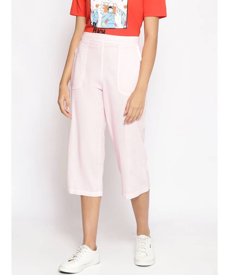 Cotton Washed Culottes in Baby Pink