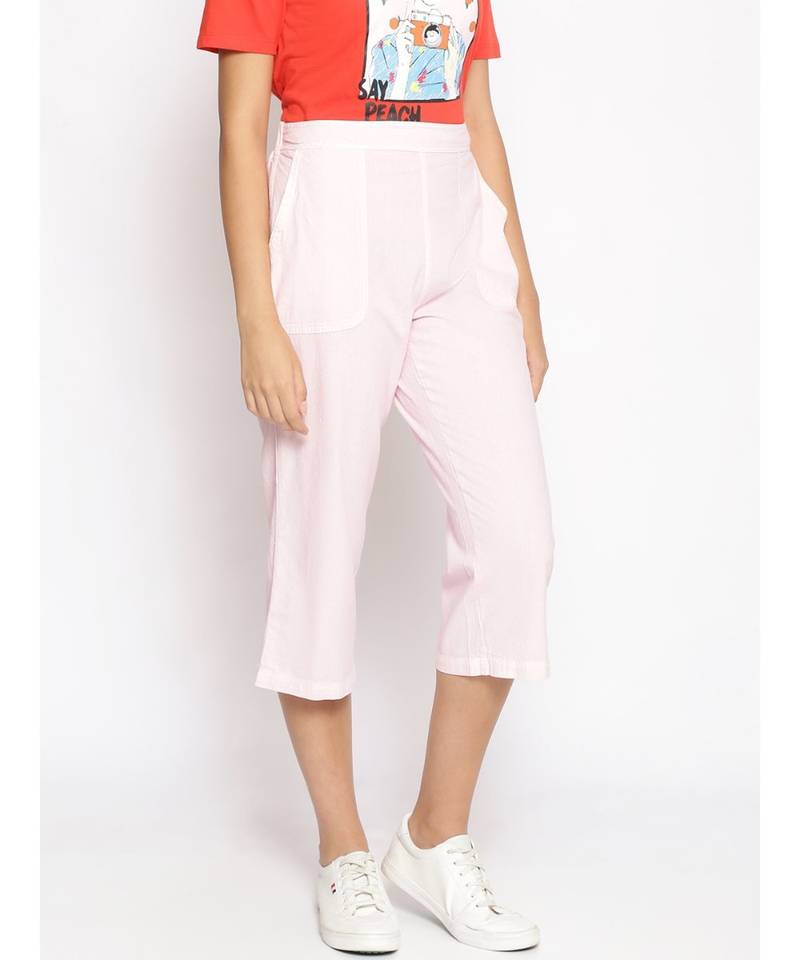 Cotton Washed Culottes in Baby Pink