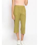 Cotton Washed Culottes in Olive Green