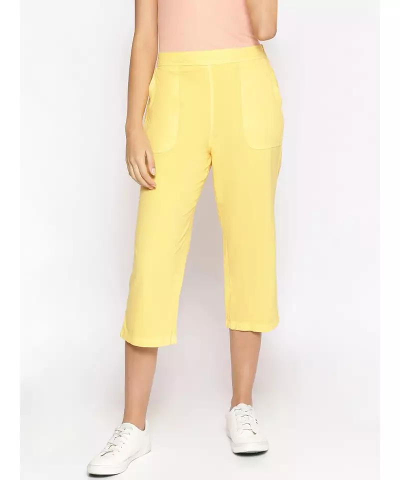 Cotton Washed Culottes in Yellow