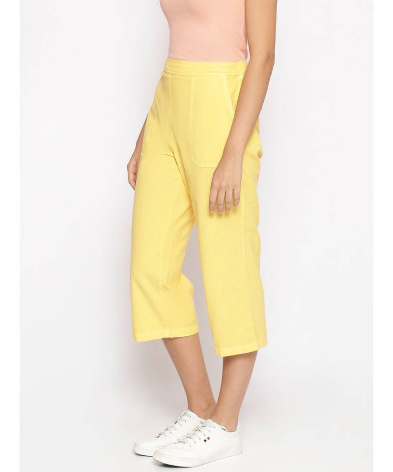 Cotton Washed Culottes in Yellow