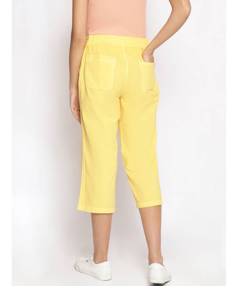 Cotton Washed Culottes in Yellow