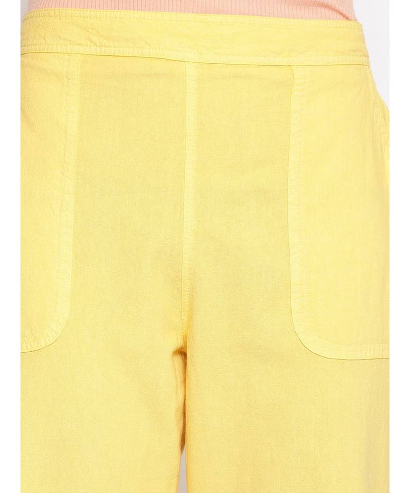 Cotton Washed Culottes in Yellow
