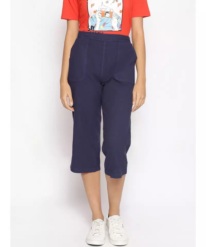 Cotton Washed  Culottes in Navy