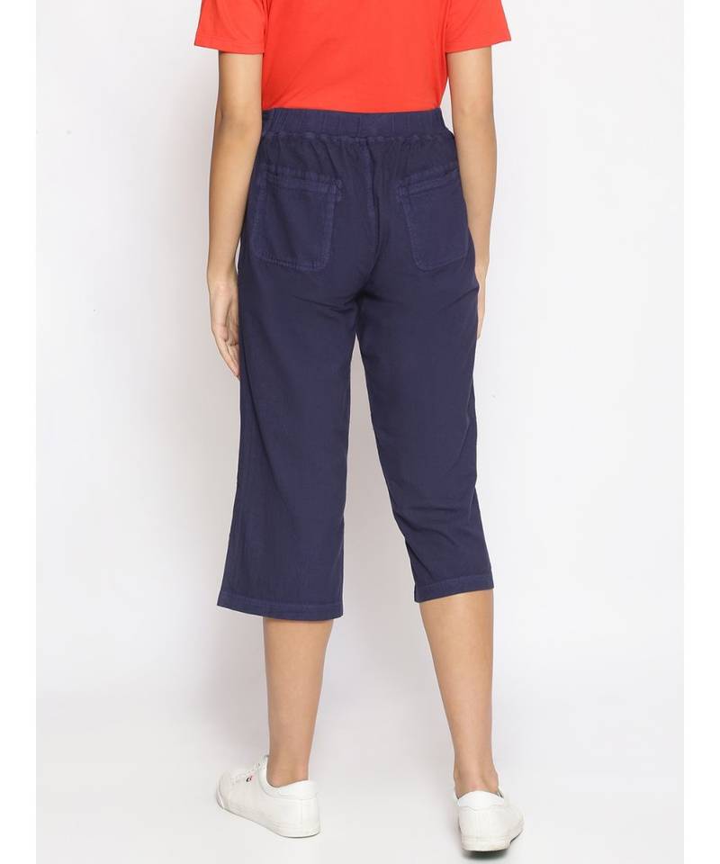 Cotton Washed  Culottes in Navy