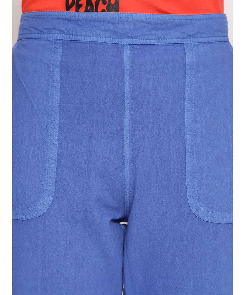 Cotton Washed Culottes in Cobalt Blue