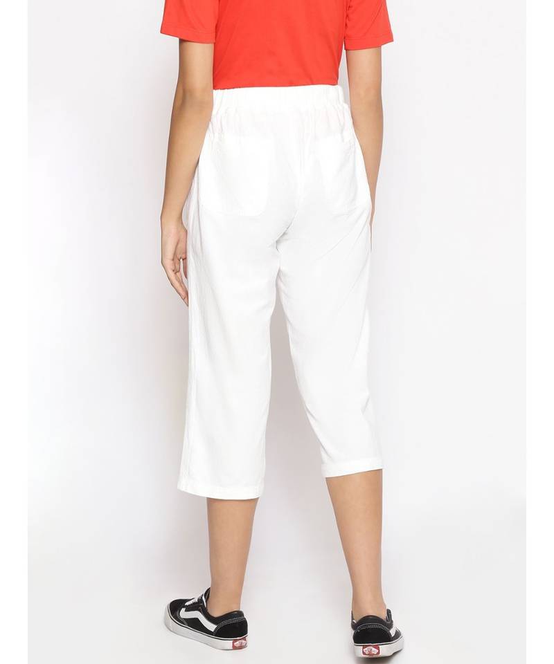 Cotton Washed Culottes in White