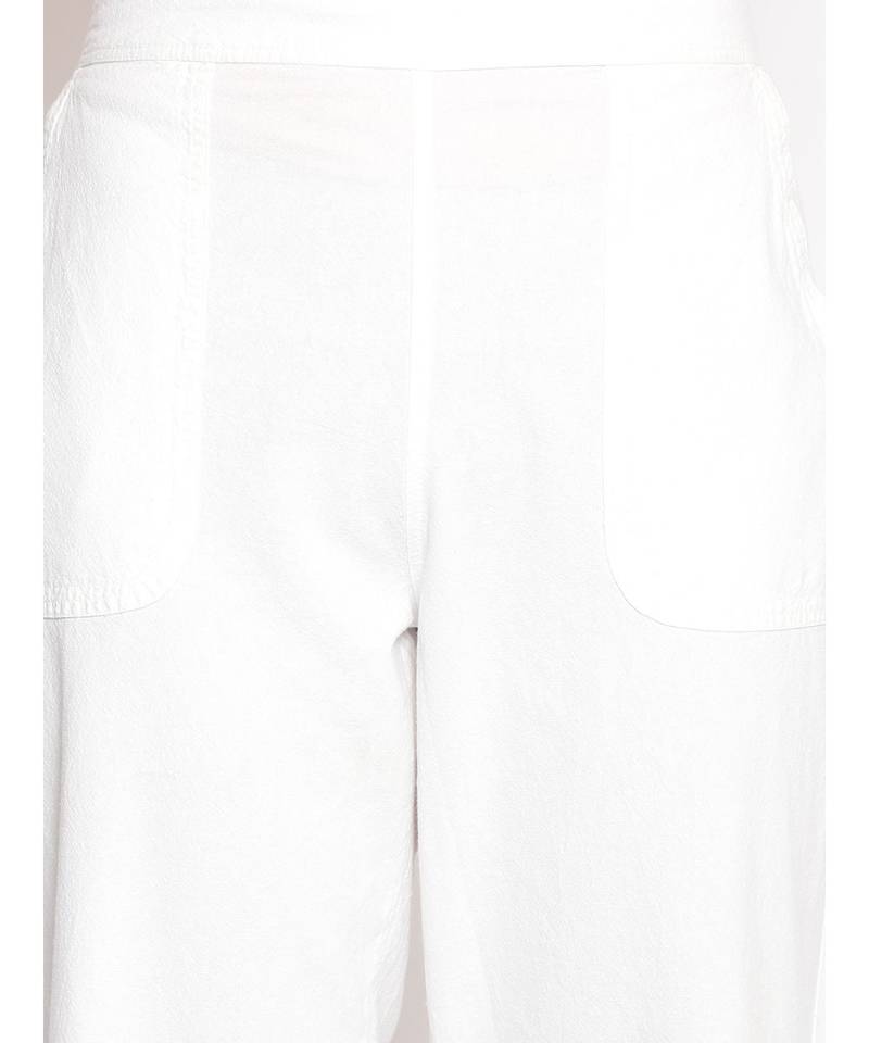 Cotton Washed Culottes in White