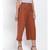Brown Button Viscose Twill Culottes