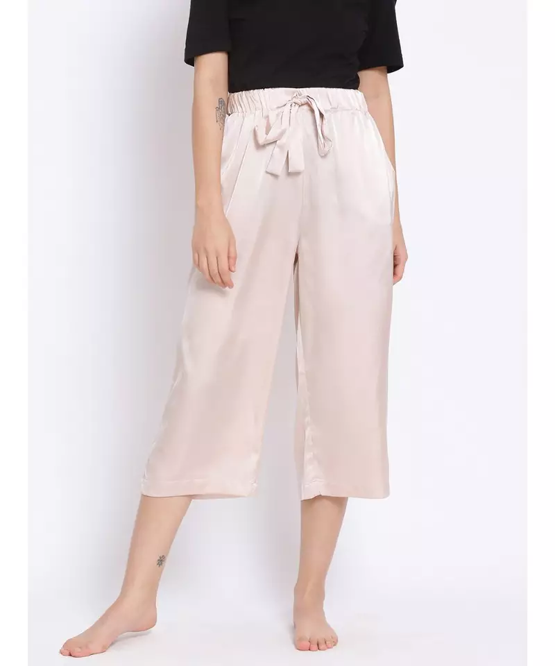 Luxurious Beige Women's Nightwear Culottes
