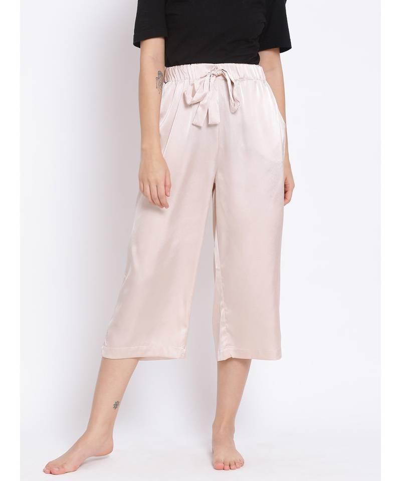 Luxurious Beige Women's Nightwear Culottes