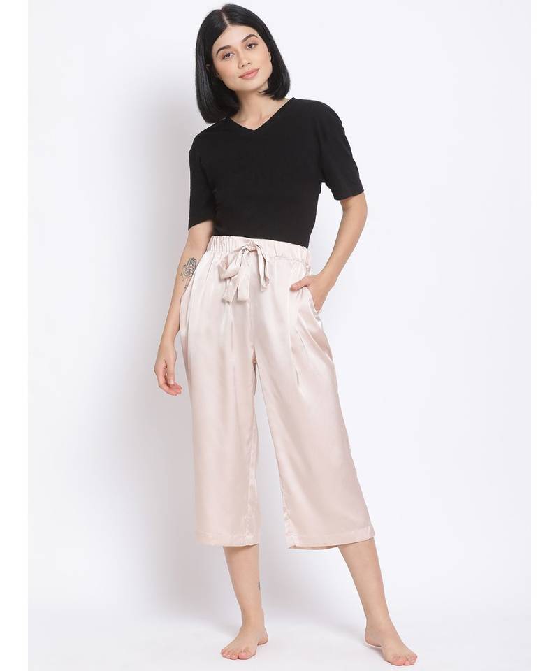 Luxurious Beige Women's Nightwear Culottes