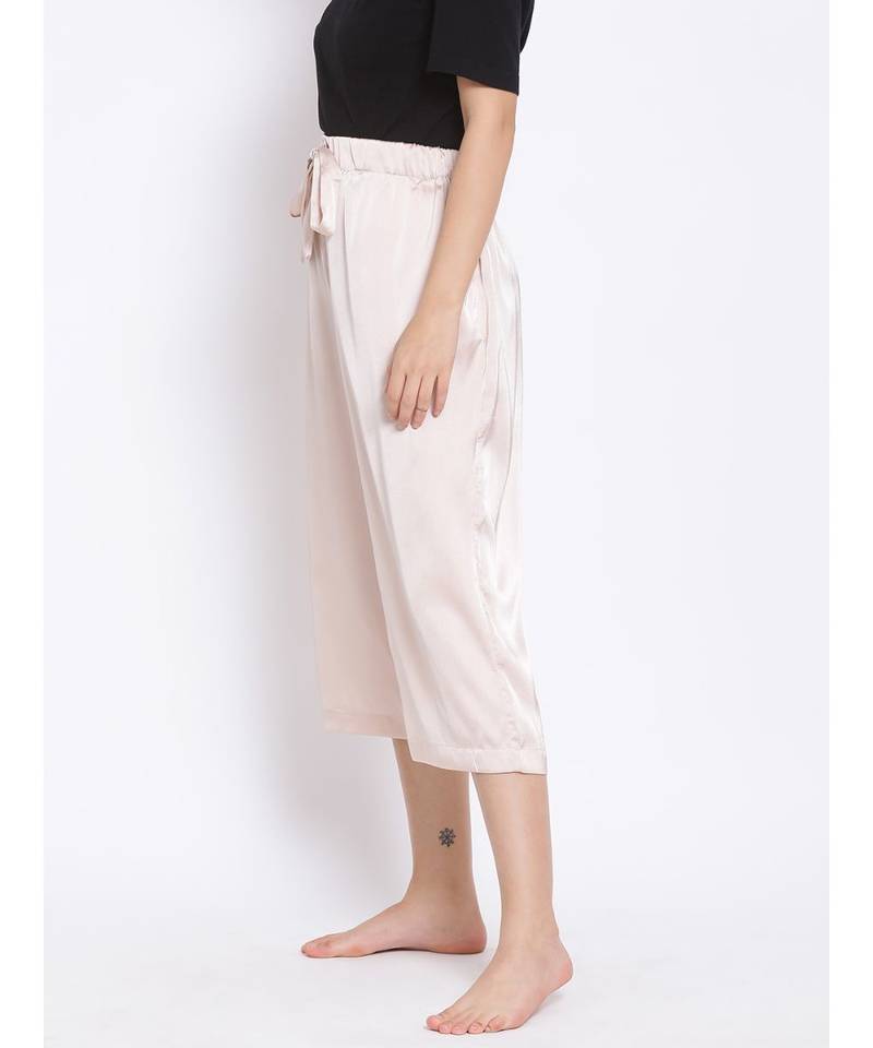 Luxurious Beige Women's Nightwear Culottes