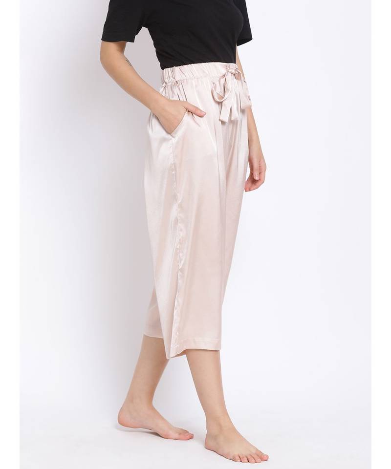 Luxurious Beige Women's Nightwear Culottes