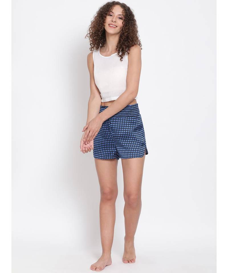 Navy Gingham Check Nightwear Shorts