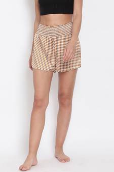 Brown  Gingham Check Nightwear Shorts