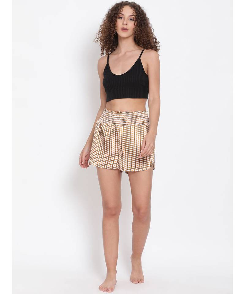 Brown  Gingham Check Nightwear Shorts