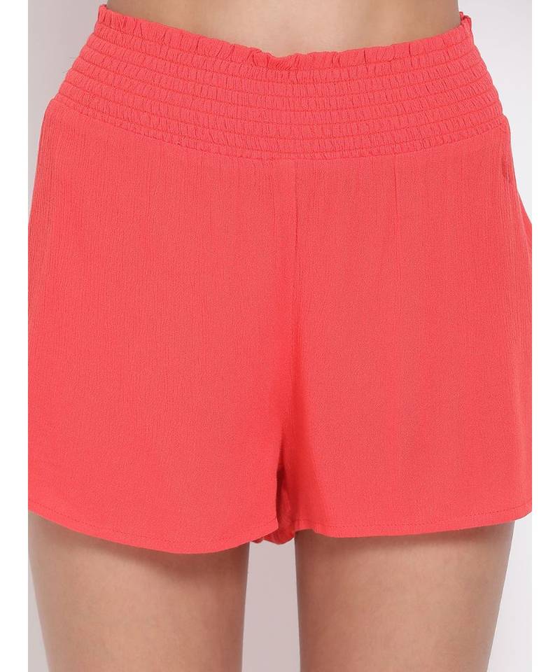 Solid Coral Orange Nightwear Shorts