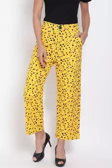 Yellow Printed Ankle Length Pants