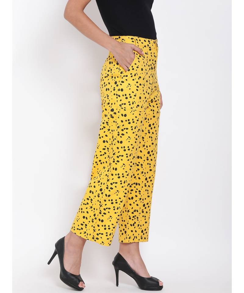 Yellow Printed Ankle Length Pants
